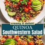 Quinoa southwestern salad Pinterest image.