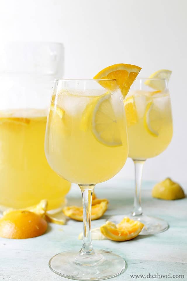 White Sangria in glasses