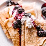 Easy Crepes with Blueberry Sauce & Honey Whipped Cream
