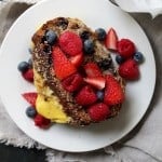 Banana Bread Stuffed French Toast | www.diethood.com | Banana Bread filled with a sweet ricotta mixture and baked in a deliciously rich custard. | #recipe #frenchtoast #breakfast