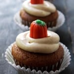 Pinterest image for pumpkin cupcakes with maple frosting.