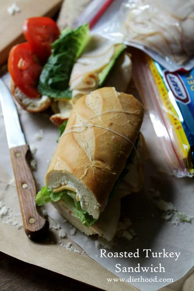 Roasted Turkey Sandwich with Cheese and Avocado ready to eat.