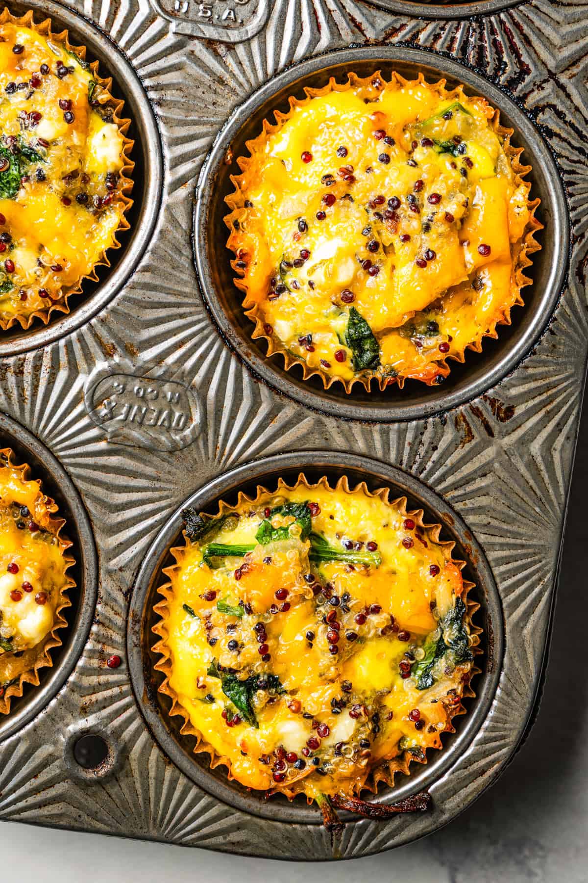 Egg muffins in a muffin tin.