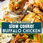 Slow cooker buffalo chicken Pinterest image.