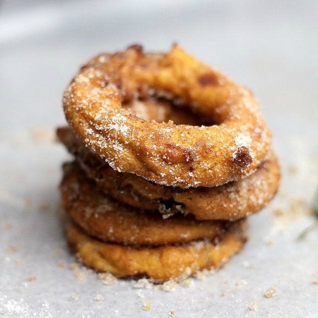 Apple Rings | www.diethood.com | A quick and delicious snack of sliced apple rings dipped in a yogurt batter, fried, and topped with cinnamon-sugar. | #apples #dessert #snacks #recipe