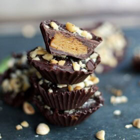 Chocolate Pumpkin Peanut Butter Cups | www.diethood.com