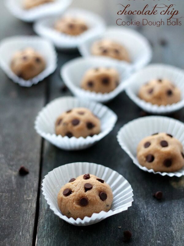 Peanut Butter Chocolate Chip Cookie Dough Balls | www.diethood.com