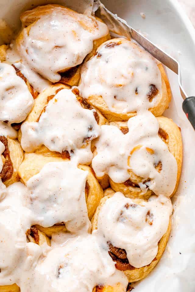 Weekly Meal Plan cinnamon rolls with frosting on top