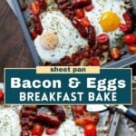 Bacon and eggs breakfast bake Pinterest image.