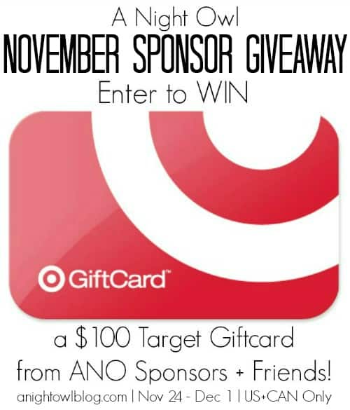 ANO November Sponsor Giveaway advertisement for $100 Target Gift Card