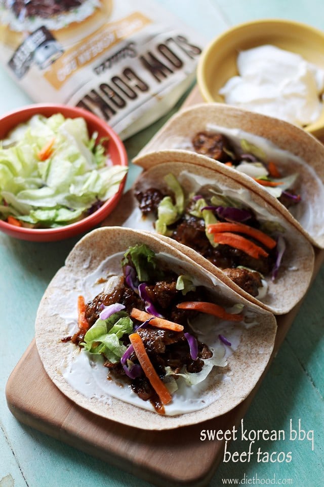 Sweet Korean BBQ Beef Tacos | www.diethood.com