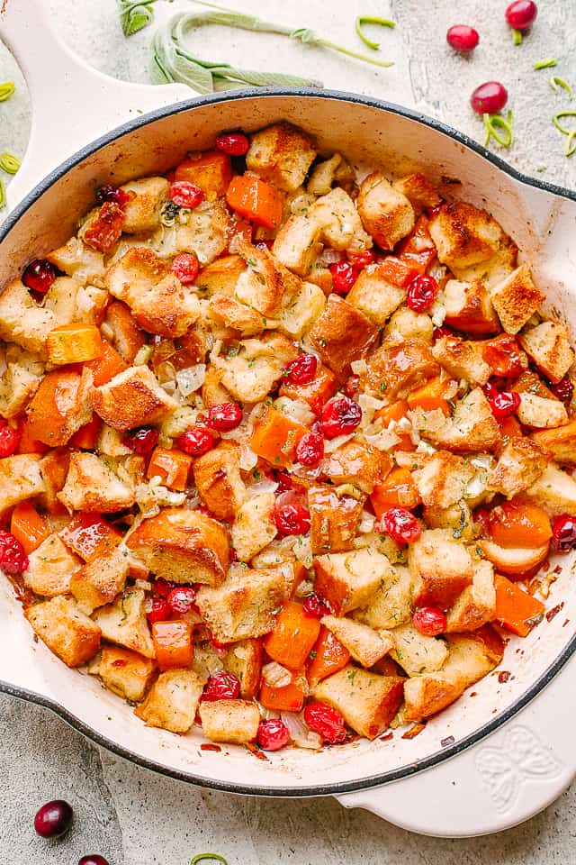 Sweet Potato Turkey Dressing with Cranberries