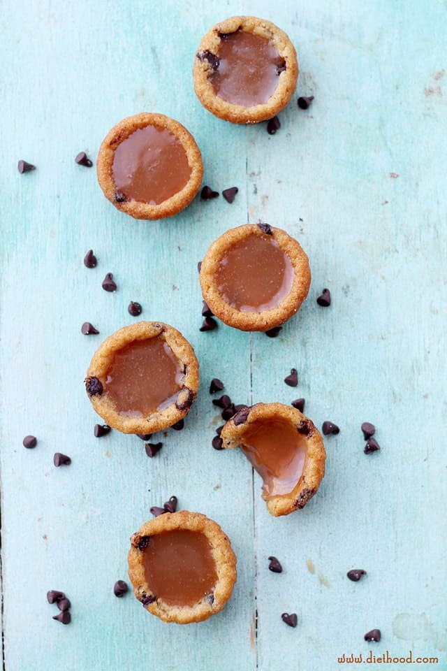 Salted Caramel Chocolate Chip Cookie Cups | www.diethood.com