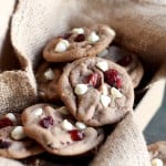 Nutella cookies with white chocolate chips and dried cranberries.