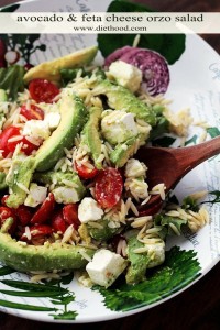 Avocado and Feta Cheese Orzo Salad | www.diethood.com