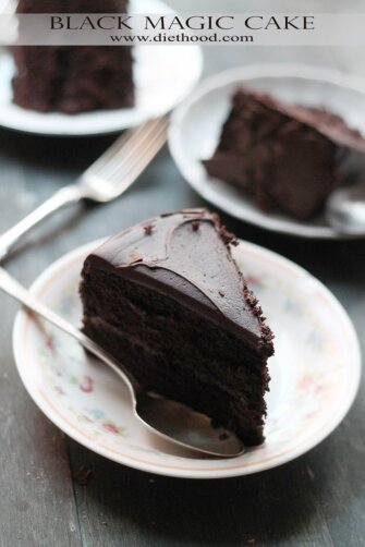 Black Magic Chocolate Cake | www.diethood.com | Moist, rich, and delicious dark chocolate cake perfect for any occasion! | #recipe #chocolatecake #cakerecipe