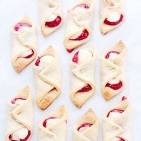 Strawberry Cream Cheese Pastries | www,diethood.com | Soft, flaky and delicious cream cheese dough filled with a sweet cream cheese mixture and strawberry jam.