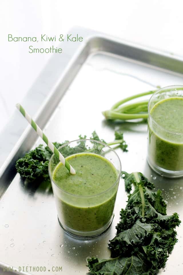 Banana, Kiwi and Kale Smoothie | www.diethood.com | #recipe #smoothie