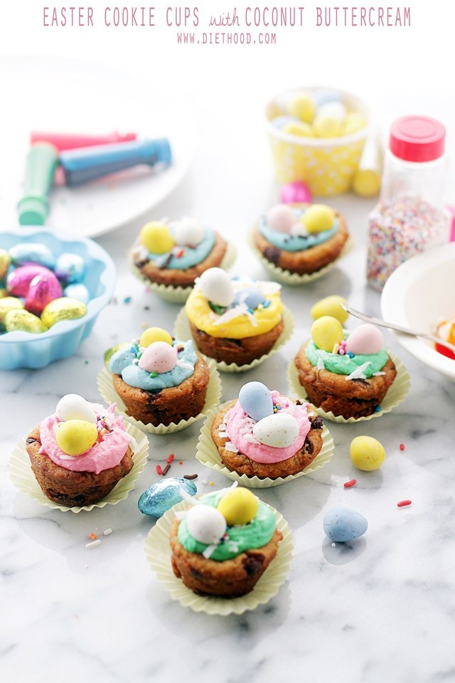 Easter Cookie Cups with Coconut Buttercream Frosting | Diethood