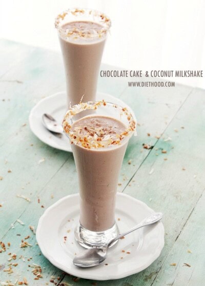 Chocolate Cake and Coconut Milkshake www.diethood.com