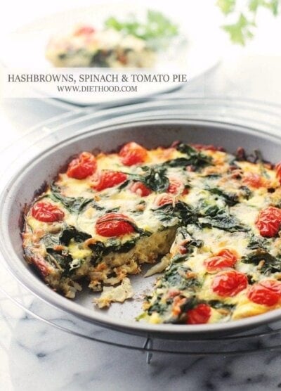 Hashbrowns, Spinach and Tomato Pie | www.diethood.com | Hashbrowns, Spinach and Tomato Pie is the perfect addition to your Easter Brunch Menu! | #recipe #OreIdaHashbrown #shop #cbias