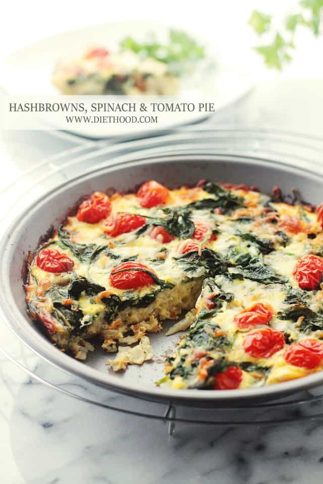 Hashbrowns, Spinach and Tomato Pie