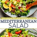 Mediterranean salad with corn Pinterest image.
