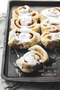 30-Minute Caramel Sweet Rolls | www.diethood.com | 30-Minute Caramel Sweet Rolls; no rise time, no kneading, no waiting! They are easy, quick, and best of all, delicious! | #recipe #cinnamonrolls #caramel #sweetrolls