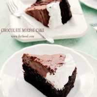 Chocolate Mousse Cake | www.diethood.com | Moist, scrumptious layer of Chocolate Cake topped with a delicious layer of Mousse and Whipped Vanilla Frosting. | #chocolate #chocolatecake #recipes