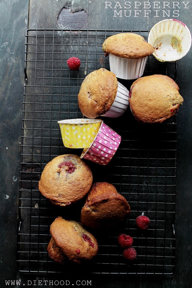 Raspberry Muffins | www.diethood.com | Fresh raspberries and yogurt make these beautiful Raspberry Muffins super moist and incredibly delicious! | #recipe #muffins #breakfast #raspberries