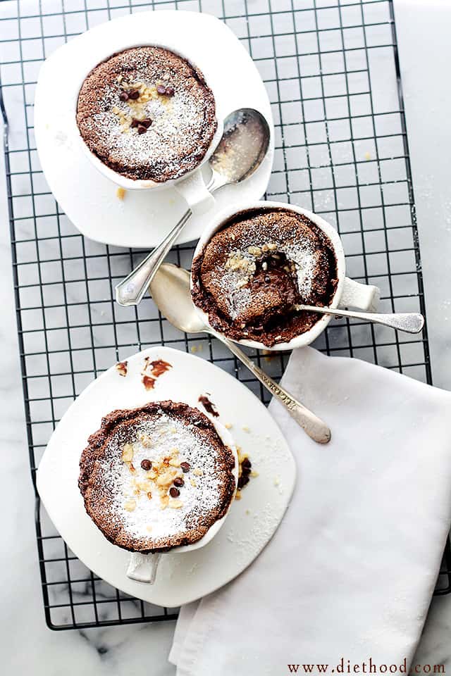 Boozy Hazelnut Chocolate Souffle | www.diethood.com | Made with delicious chocolate and hazelnut liqeuer, this elegant, French dessert may look like a lot of work, but you'll be surprised to see just how incredibly easy it is to make! | #recipe #chocolate #souffle