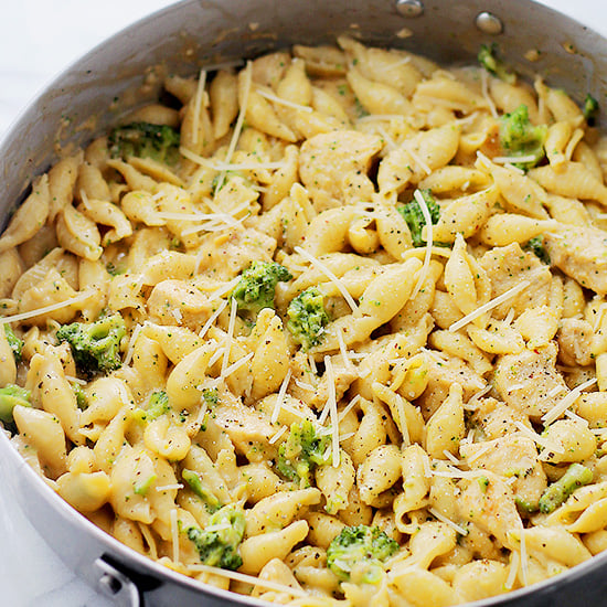 Chicken-Broccoli Shells and Cheese | www.diethood.com | Homemade, healthier shells and cheese, tossed with chicken and broccoli florets. | #pasta #chicken #recipes