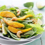 Mango Spinach Salad with Honey Lime Dressing | www.diethood.com | Baby Spinach leaves tossed with slices of fresh mango, cashews, and a homemade Honey Lime Dressing. | #recipes #salad #spinachsalad