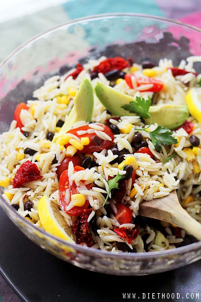Southwestern Orzo Salad in a bowl.