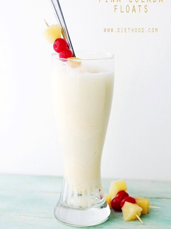 Pina Colada Floats | www.diethood.com | Sweet, refreshing, DELICIOUS summer treat made with just 4 ingredients! | #recipe #drinks #icecream