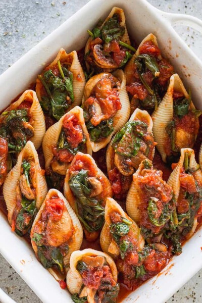 Stuffed Pasta Shells Florentine Recipe | Vegetarian Dinner Idea