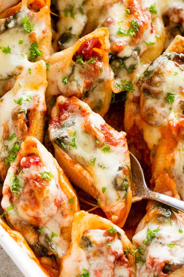 Stuffed Pasta Shells Florentine Recipe | Vegetarian Dinner Idea