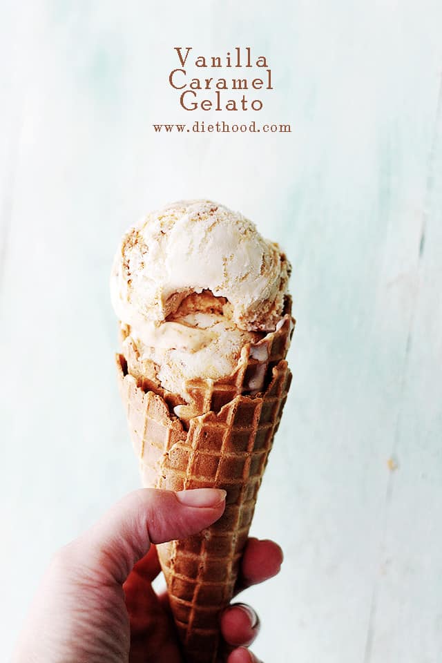 Vanilla Caramel Gelato | www.diethood.com | Creamy, cold, sweet and delicious, this Gelato is the perfect Summer treat!
