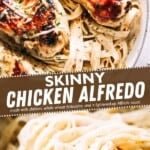 Skinny chicken alfredo Pinterest image.