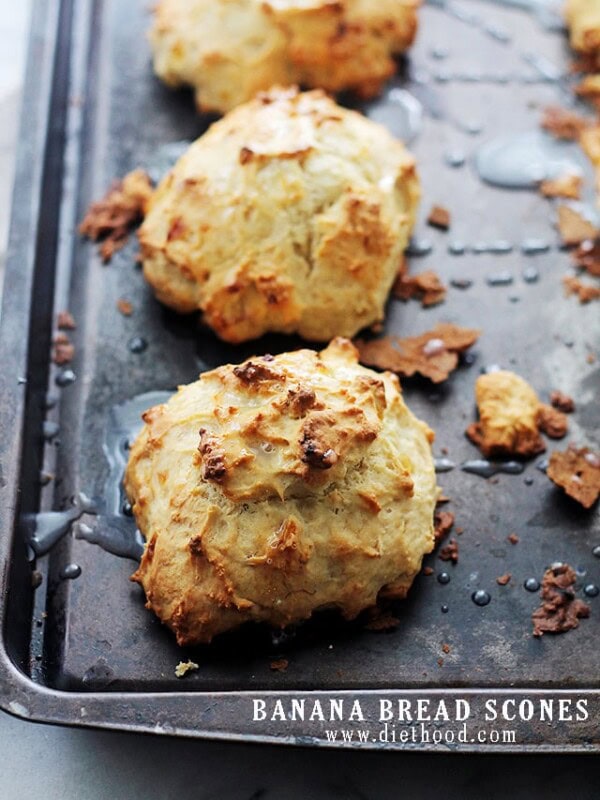 Banana Bread Scones | www.diethood.com | The sweet and delicious taste of Banana Bread in the form of a Scone!