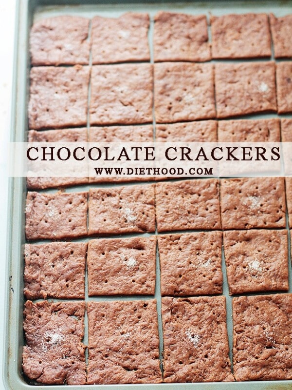Chocolate Crackers | www.diethood.com | No butter, no sugar, chocolate crackers made with just a few basic ingredients, including olive oil and cocoa powder.