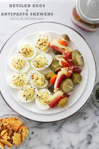 Deviled Eggs and Antipasto Skewers | www.diethood.com | Delicious, crowd-pleasing appetizers!