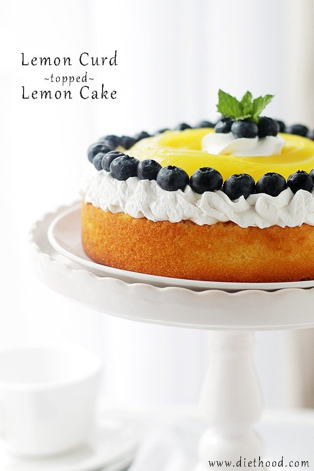 Lemon Curd-Topped Lemon Cake | www.diethood.com | Sweet and delicious Lemon Cake topped with a bright and creamy Lemon Curd. Citrus-Lovers, REJOICE! 