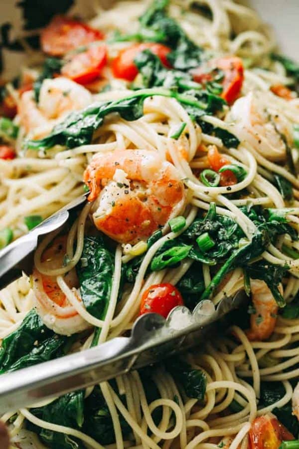Lemon Shrimp and Spinach with Spaghetti | A Spaghetti Dinner Recipe