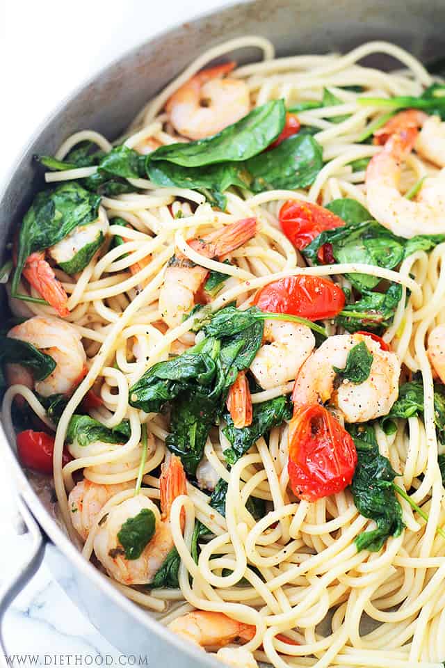 Lemon Shrimp and Spinach Spaghetti Recipe | Diethood