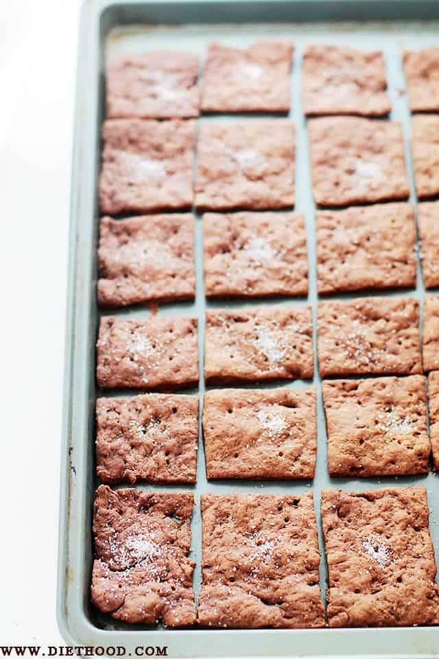 Chocolate Crackers | www.diethood.com | No butter, no sugar, Chocolate Crackers made with just a few basic ingredients, including olive oil and cocoa powder.