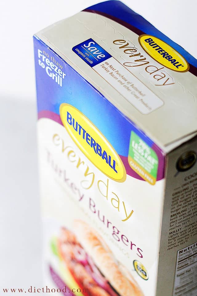 A box of Butterball turkey burgers