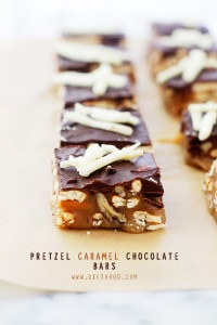 Pretzel Caramel Chocolate Candy Bars | www.diethood.com | Soft, chewy and crunchy candy bars made with pretzels, caramel and chocolate!