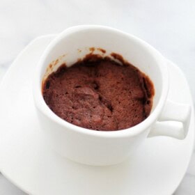 Pumpkin Chocolate Mug Cake | www.diethood.com | Single Serving Pumpkin Chocolate Mug Cake that is ready in 4 minutes, including prep time!