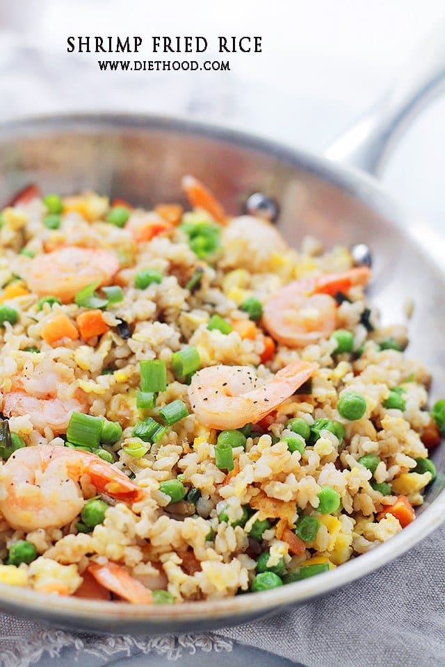 Shrimp Fried Rice | www.diethood.com | Loaded with shrimp, this Fried Rice is made with fragrant Success® Basmati Rice and vegetables!